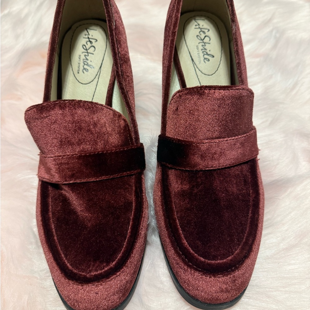 Life Stride Red Velvet Flats Sophisticated Loafers